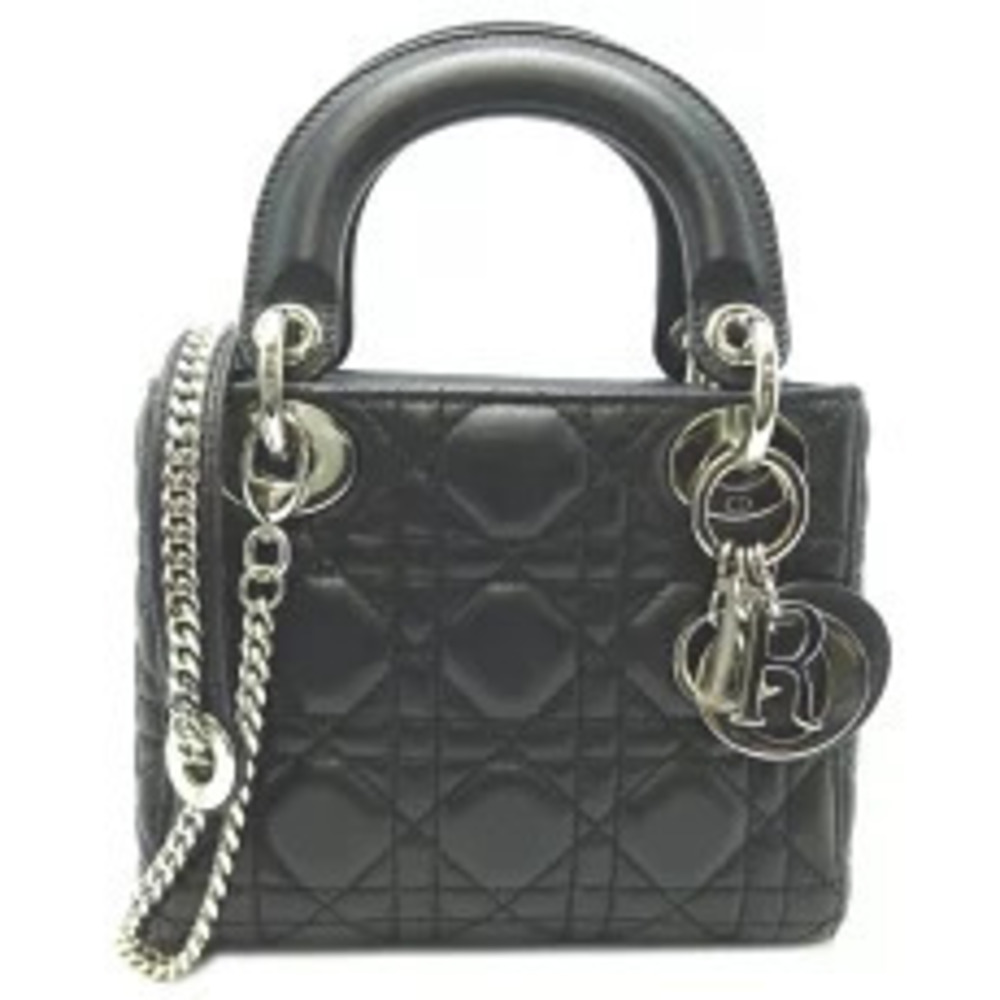 Christian Dior Lady Handbag Lambskin Black